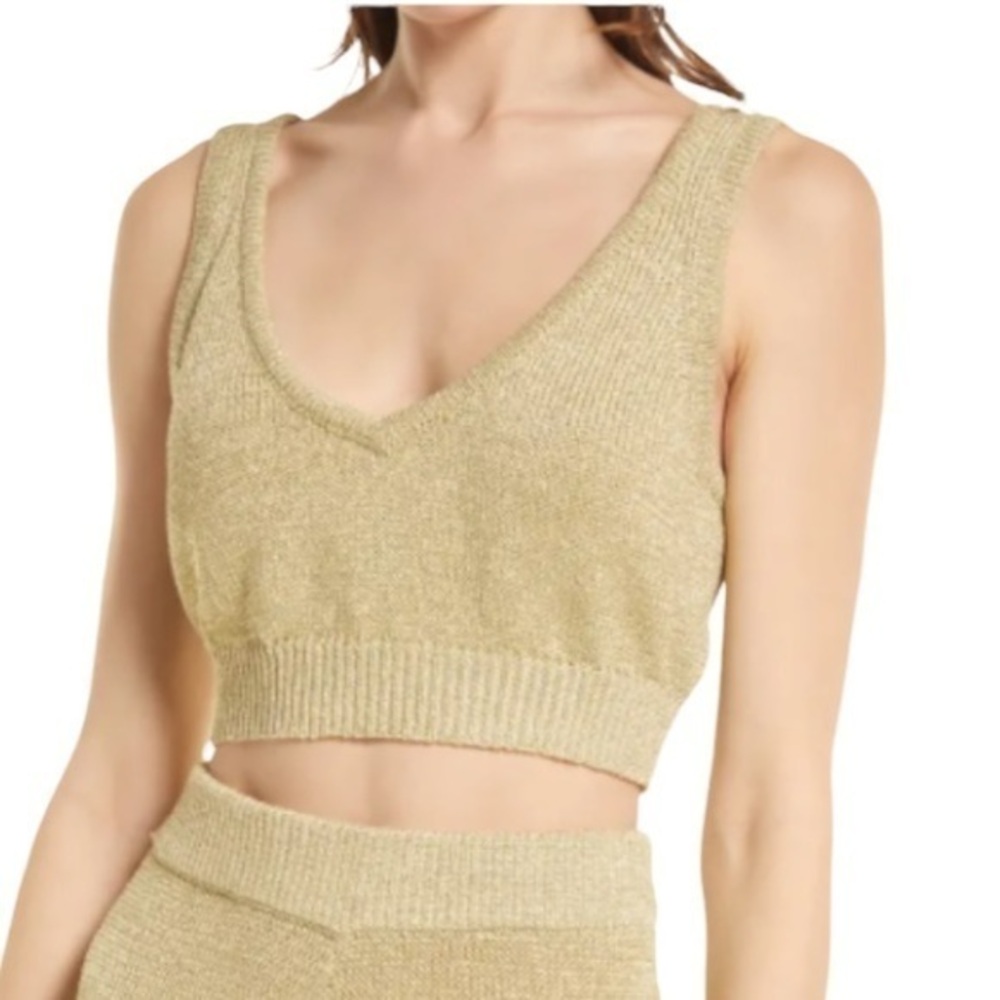 Open Edit Crop Top Tank Glitter Sweater Sleeveless Tank | Medium